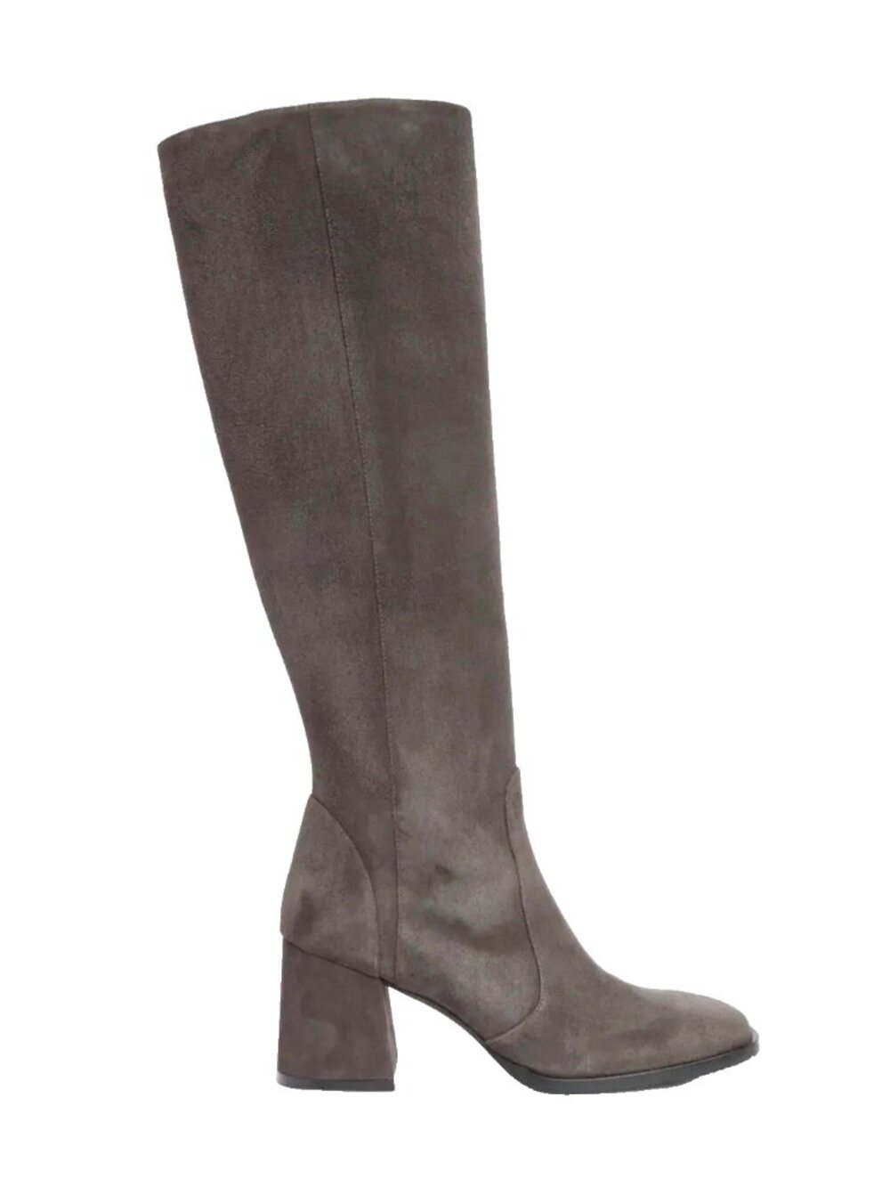 $850 STUART WEITZMAN NOLA GREY SUEDE KNEE HIGH BOOT BLACK SQUARE 10 (PD14)